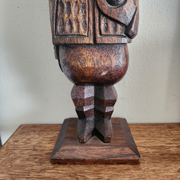 Vintage Hand Carved Wood Folk Art Man With Stand Primitive Piece Figurine - Picture 3 of 7